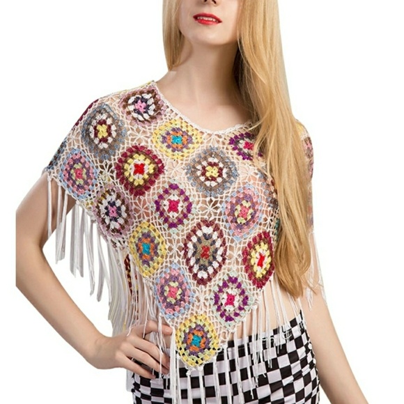 Boutique By The Bay Tops - Granny Square Poncho